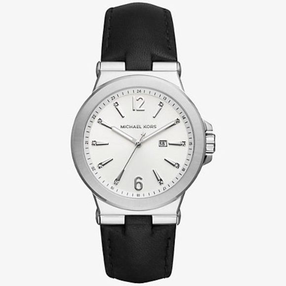 MICHAEL KORS Dylan Black Leather Watch - Picture 1 of 5